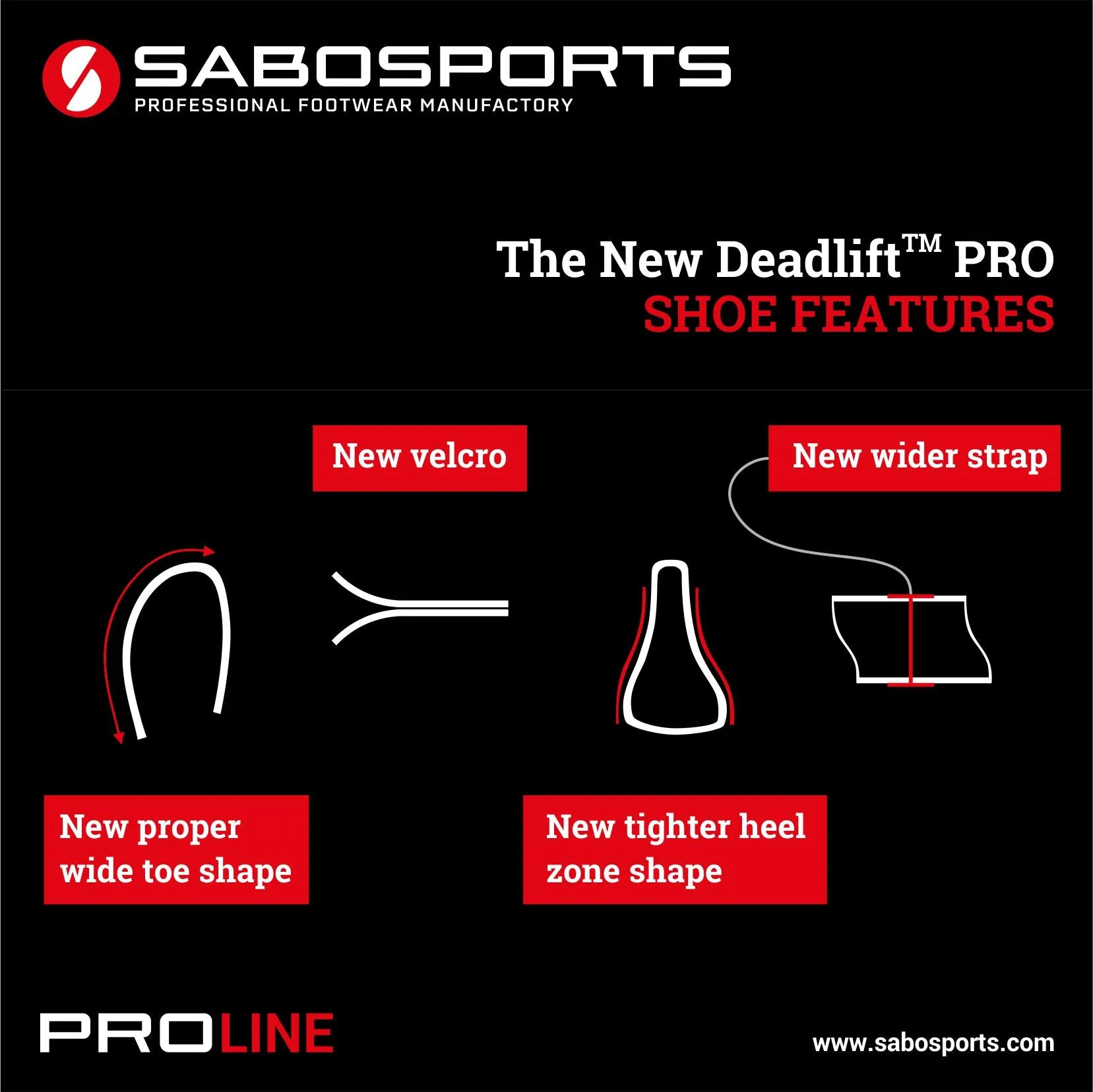 SABO Deadlift PRO Shoes - Black/Red