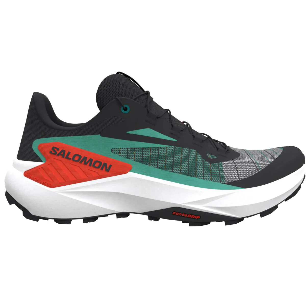 Salomon Men's Genesis Trail Running Shoes Black / Electric Green / Cherry Tomato