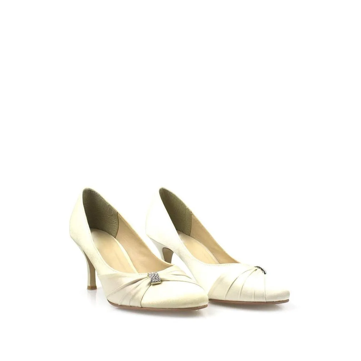 SASHA Pointed Toe Medium Heel Court Shoe With Diamante Trim