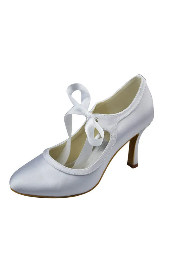 Simple White Close Toe Cheap Beauty Prom Shoe S95