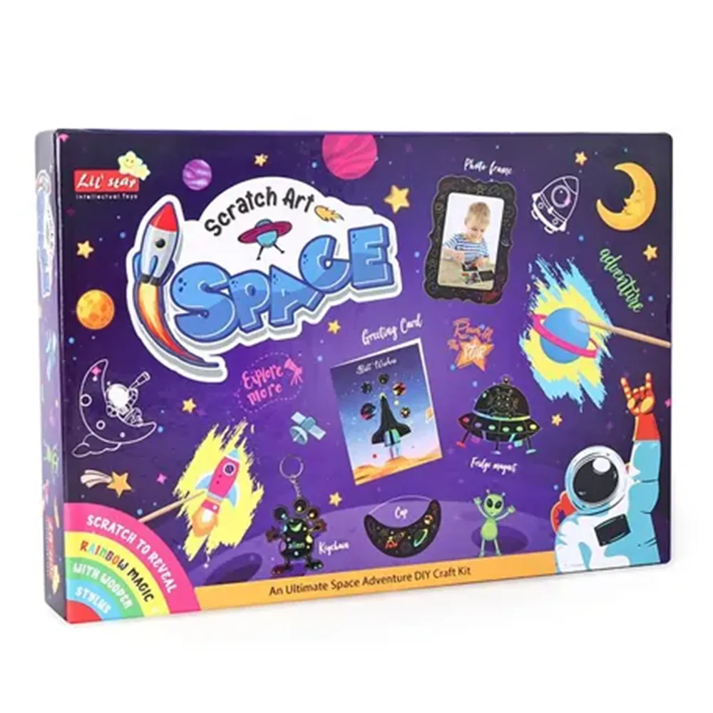 Space Adventure Scratch Art DIY Craft Kit for Kids