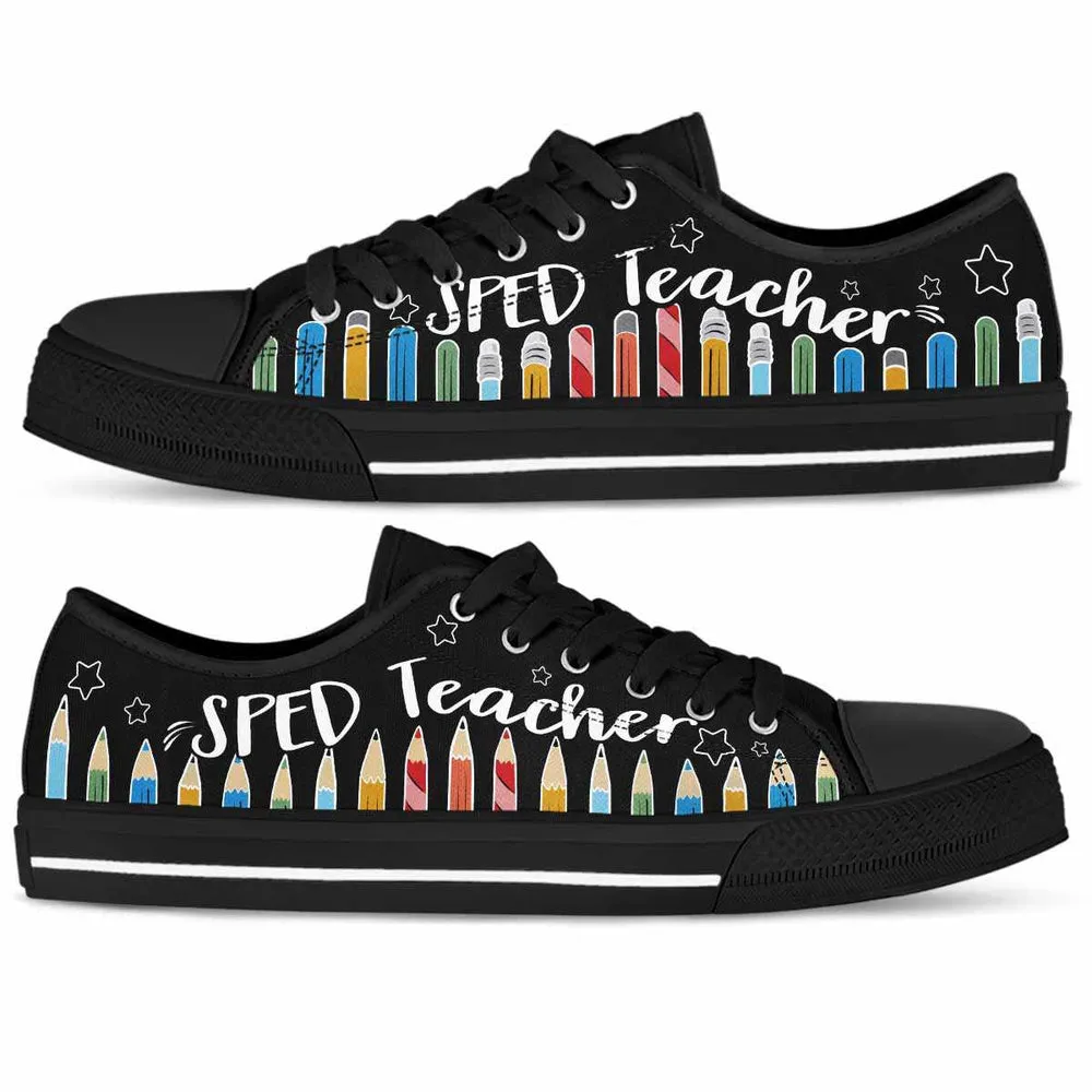 Sped Teacher Colorful Pencils Low Top Shoes, Teacher Shoes, Low Top Sneakers