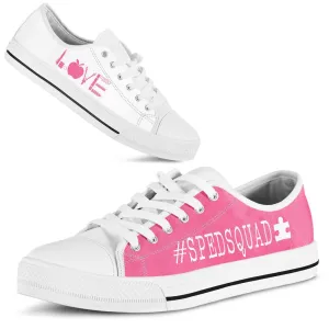 Spedsquad Pink White Shoes, Teacher Shoes, Low Top Sneakers