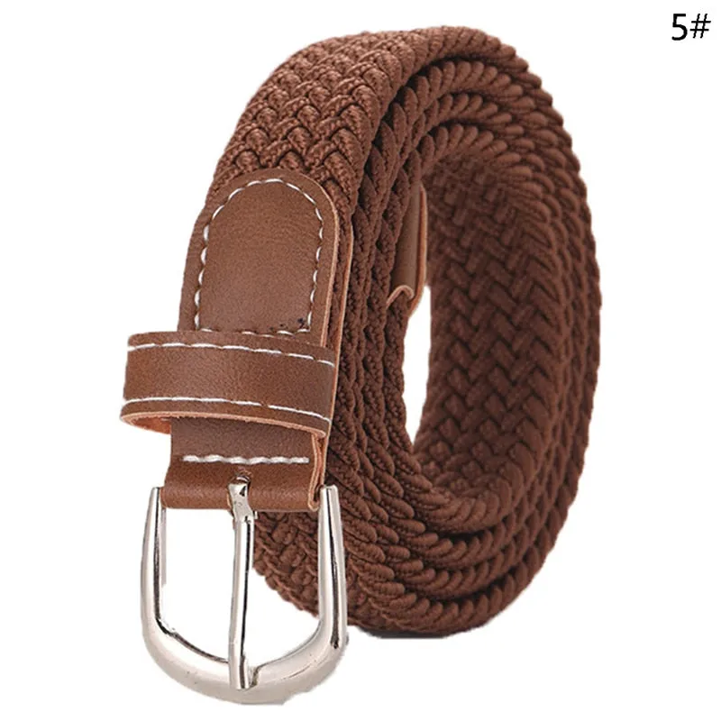 Stretch Canvas Leather Belts for Men Female Casual Knitted Woven Military Tactical Strap Male Elastic Belt for Pants Jeans