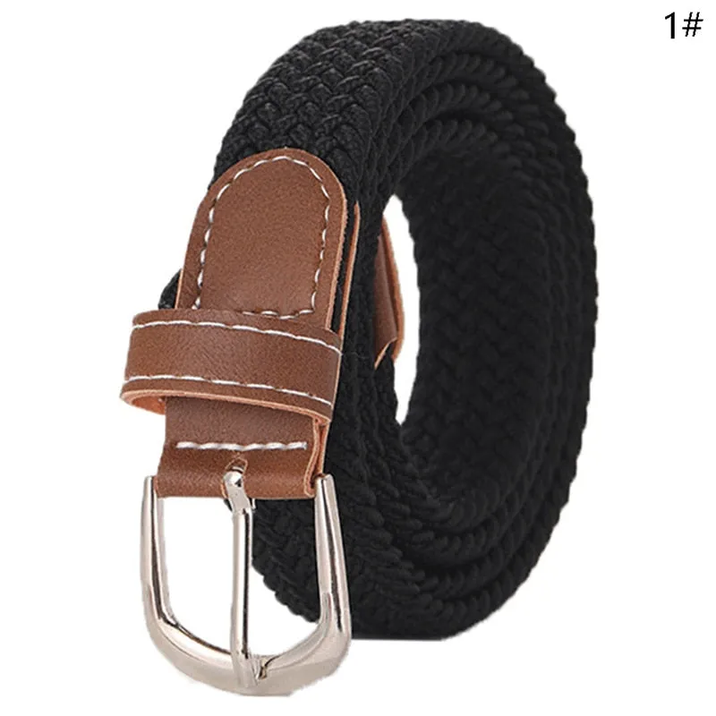 Stretch Canvas Leather Belts for Men Female Casual Knitted Woven Military Tactical Strap Male Elastic Belt for Pants Jeans