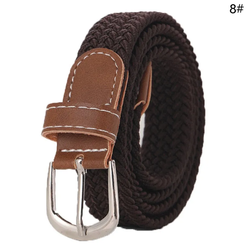 Stretch Canvas Leather Belts for Men Female Casual Knitted Woven Military Tactical Strap Male Elastic Belt for Pants Jeans