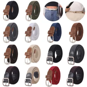 Stretch Canvas Leather Belts for Men Female Casual Knitted Woven Military Tactical Strap Male Elastic Belt for Pants Jeans