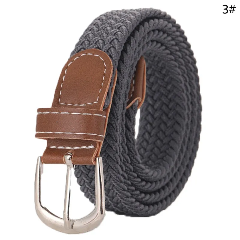 Stretch Canvas Leather Belts for Men Female Casual Knitted Woven Military Tactical Strap Male Elastic Belt for Pants Jeans