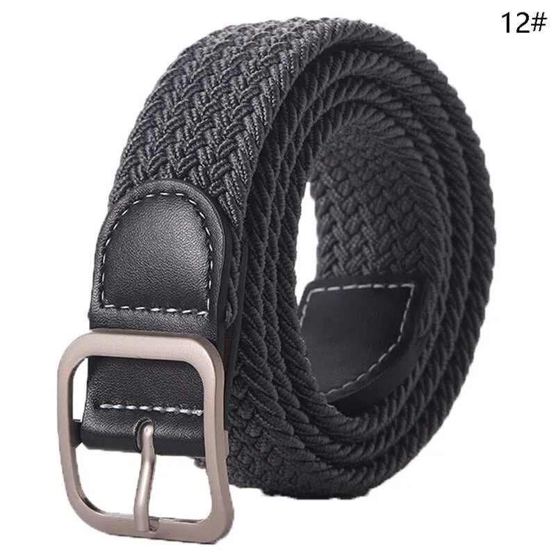 Stretch Canvas Leather Belts for Men Female Casual Knitted Woven Military Tactical Strap Male Elastic Belt for Pants Jeans