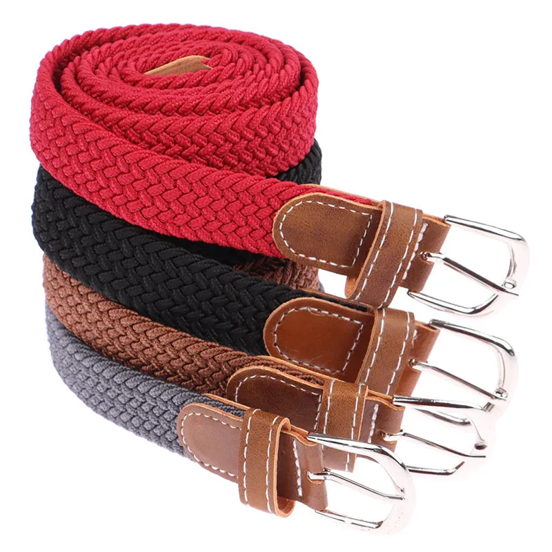 Stretch Canvas Leather Belts for Men Female Casual Knitted Woven Military Tactical Strap Male Elastic Belt for Pants Jeans