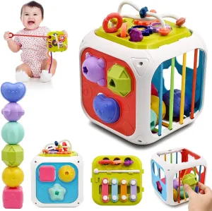 TEC TAVAKKAL Montessori Toys 7 in 1 Baby Sensory Toys for Kids Educational Learning Shape Sorter Activity Stacking Toys Baby Shape Sorting Toys Interactive Toy Fine Motor Skill Developmental