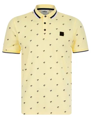 Tierra Cotton Pique Tropical Hawaiian Print Polo Shirt in Transparent Yellow - Tokyo Laundry