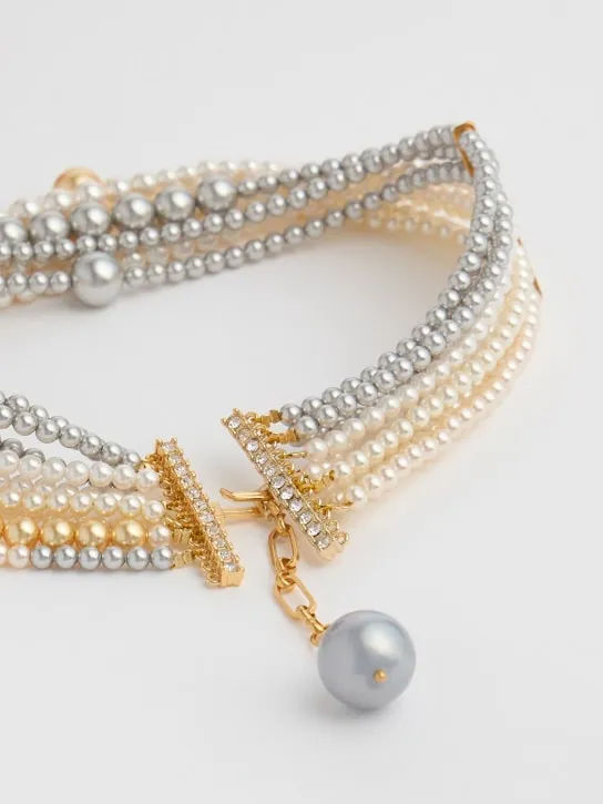 Timeless Pearly   Multi wire pearl collar necklace 