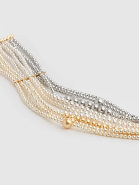 Timeless Pearly   Multi wire pearl collar necklace 