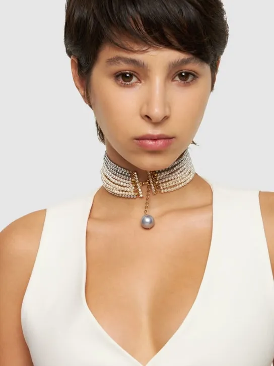 Timeless Pearly   Multi wire pearl collar necklace 