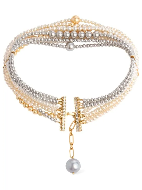 Timeless Pearly   Multi wire pearl collar necklace 