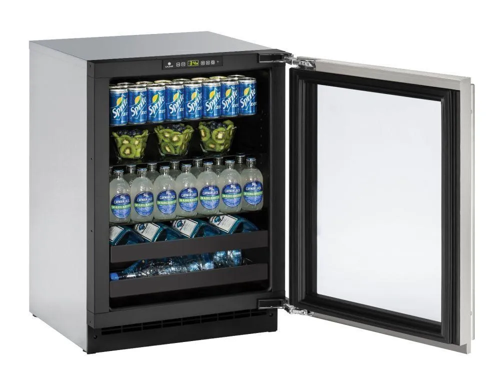 U-Line U2224BEVS15B 2224bev 24" Beverage Center With Stainless Frame Finish and Left-hand Hinge Door Swing and Lock (115 V/60 Hz)