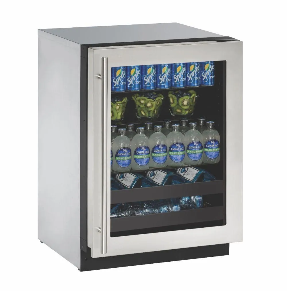 U-Line U2224BEVS15B 2224bev 24" Beverage Center With Stainless Frame Finish and Left-hand Hinge Door Swing and Lock (115 V/60 Hz)