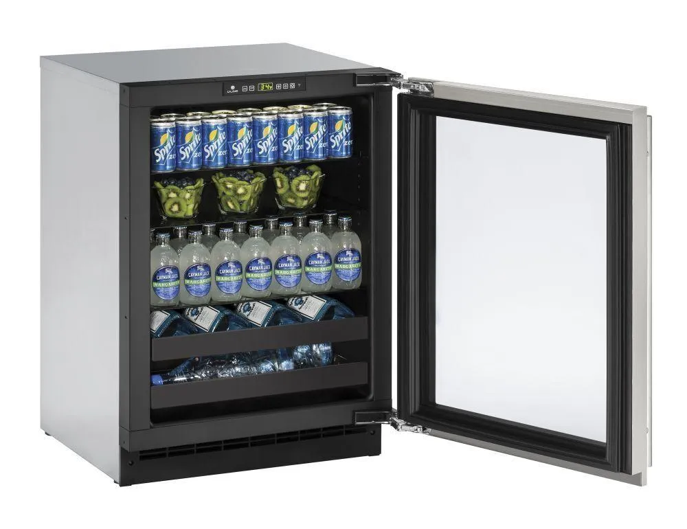 U-Line U2224BEVS15B 2224bev 24" Beverage Center With Stainless Frame Finish and Left-hand Hinge Door Swing and Lock (115 V/60 Hz)