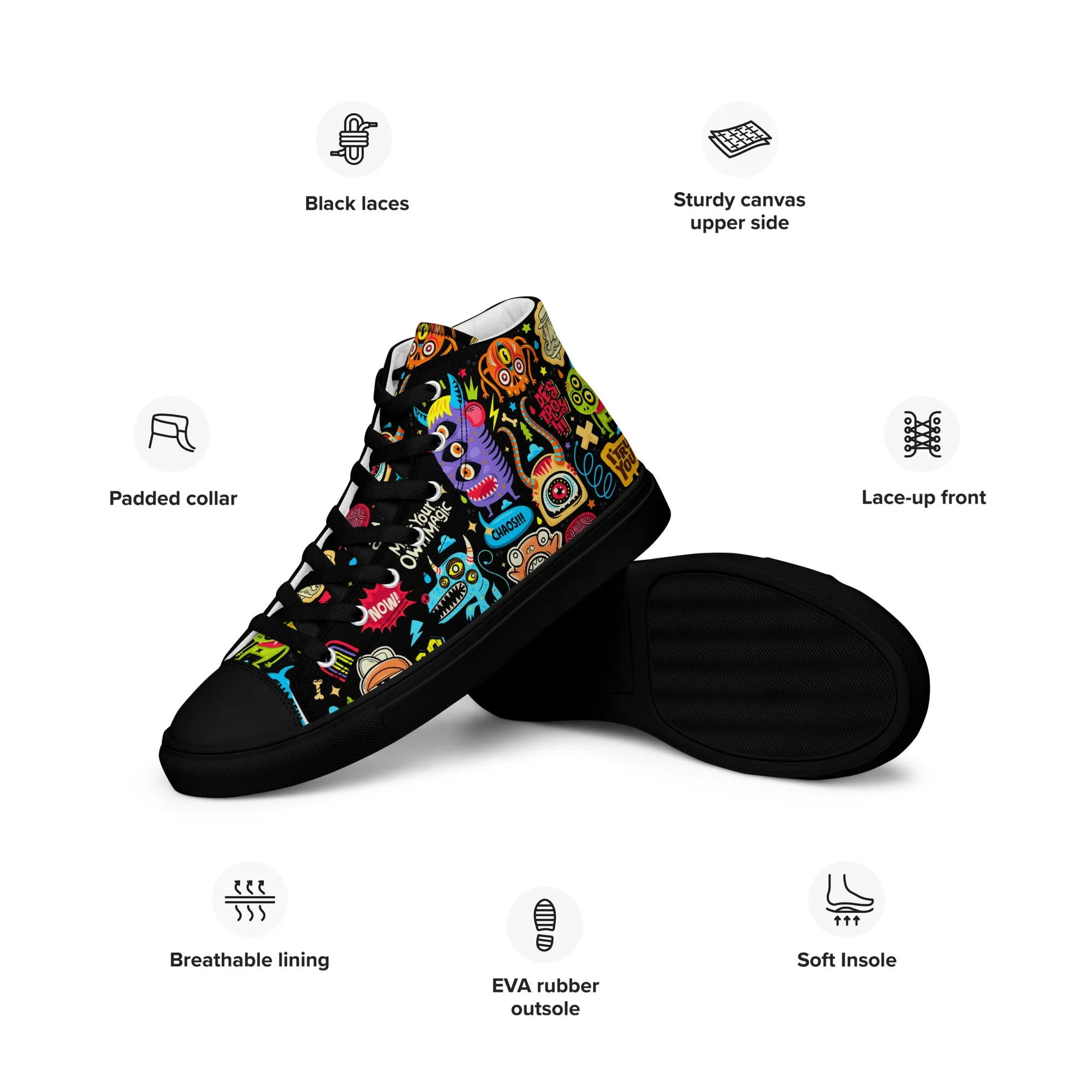 Unisex high top canvas shoes - Little monsters