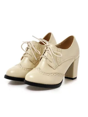 Vintage Leather Lace-Up High Heels