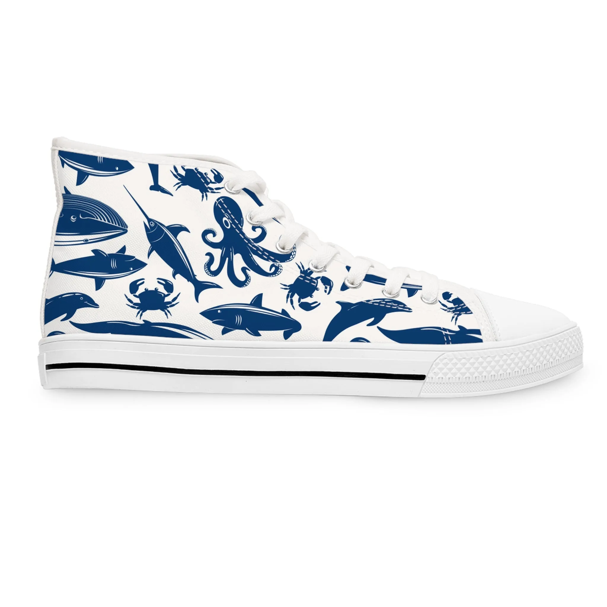 Whales and Octopus Women's High Top Sneakers