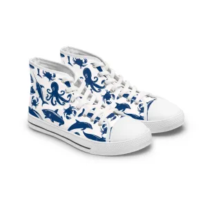 Whales and Octopus Women's High Top Sneakers