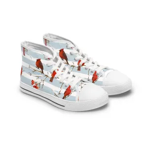 Winter Red Birds Women's High Top Sneakers