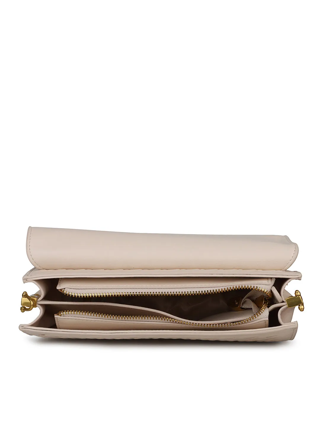 Women Cream Textured Clutch