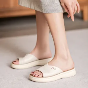 Women Minimalist Fashion Cassual Leather Slides