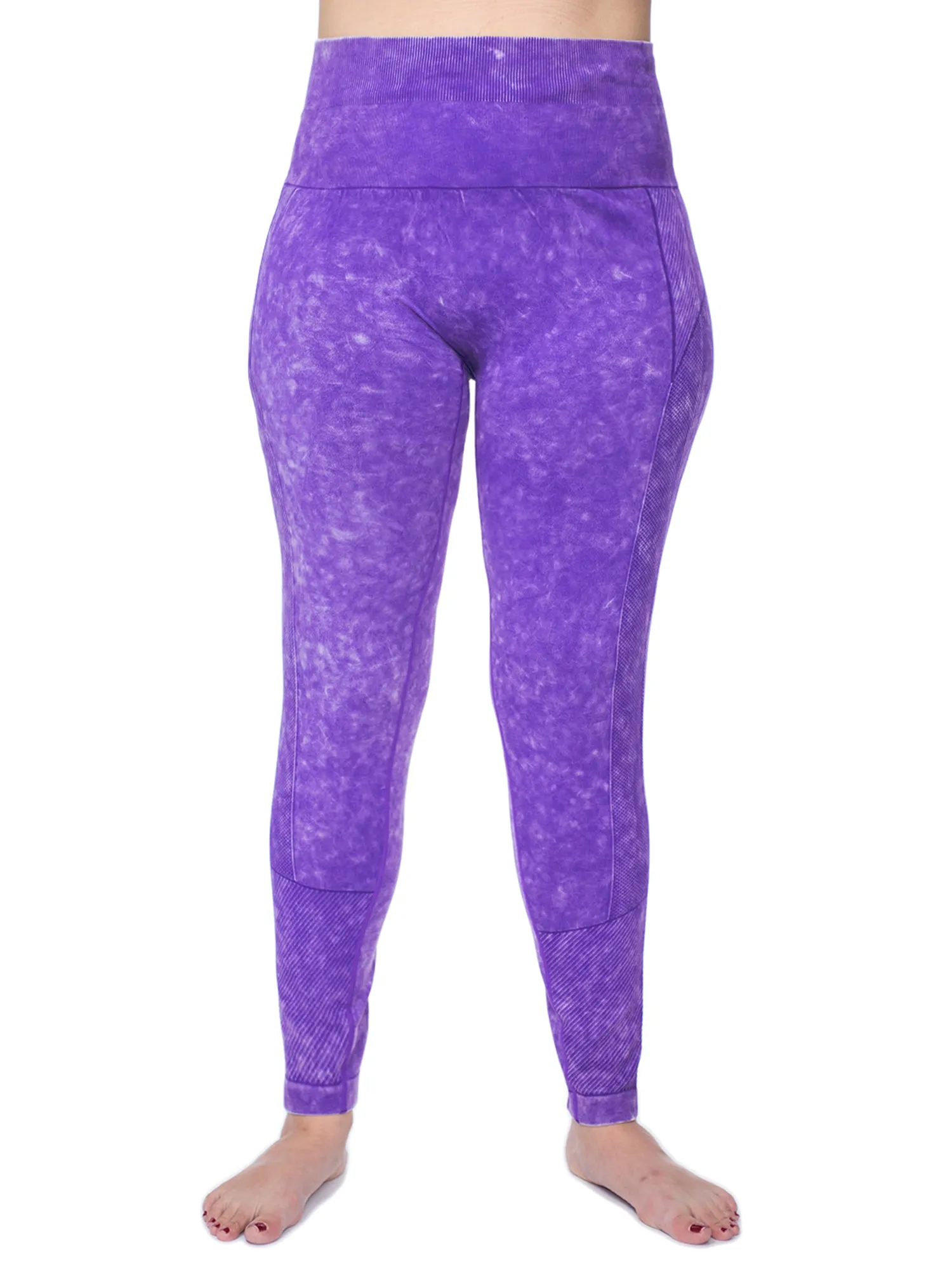 Women's Plus Active Seamless Acid Wash High Impact Fitness Legging with Stretch Compression