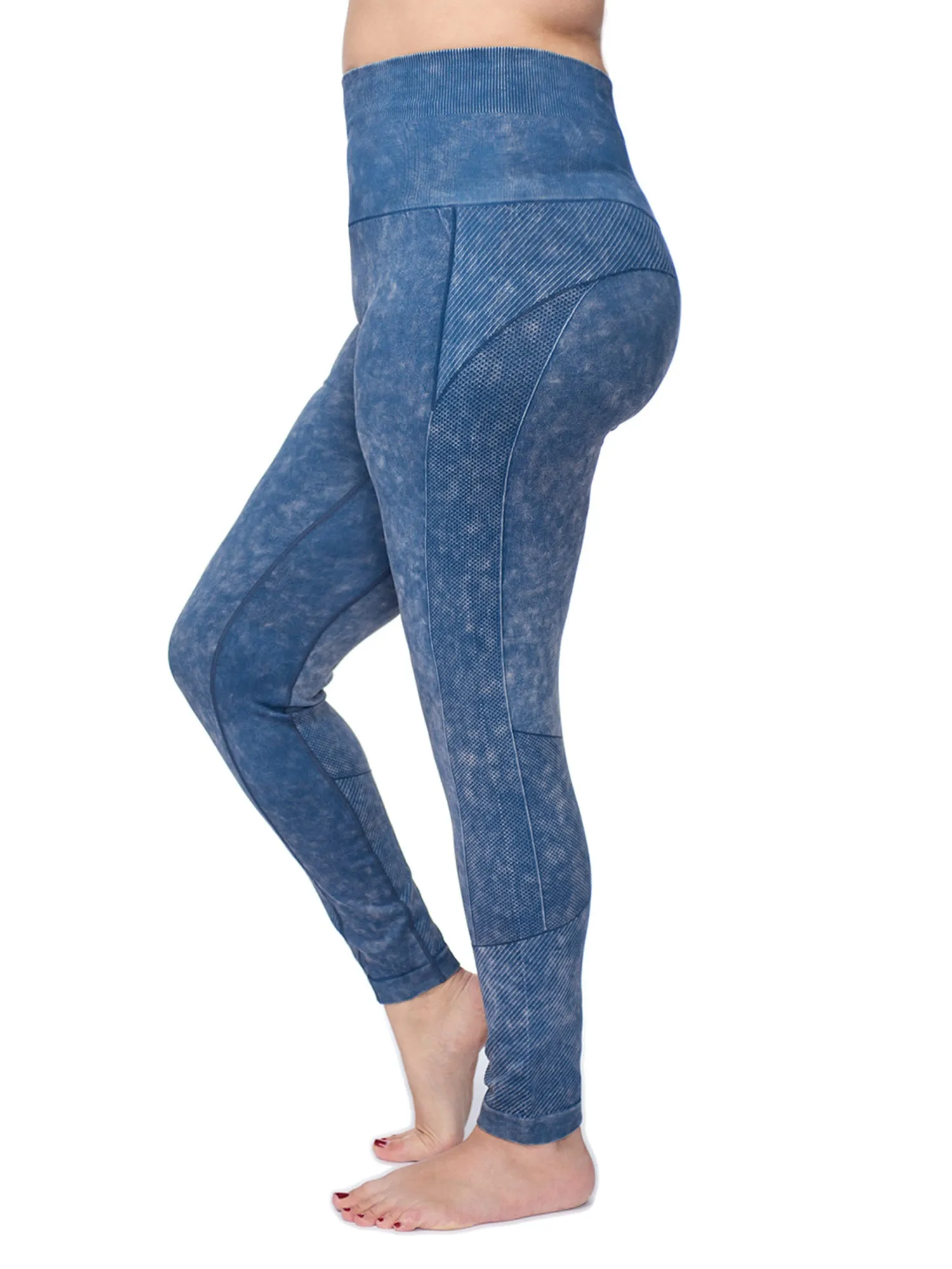 Women's Plus Active Seamless Acid Wash High Impact Fitness Legging with Stretch Compression