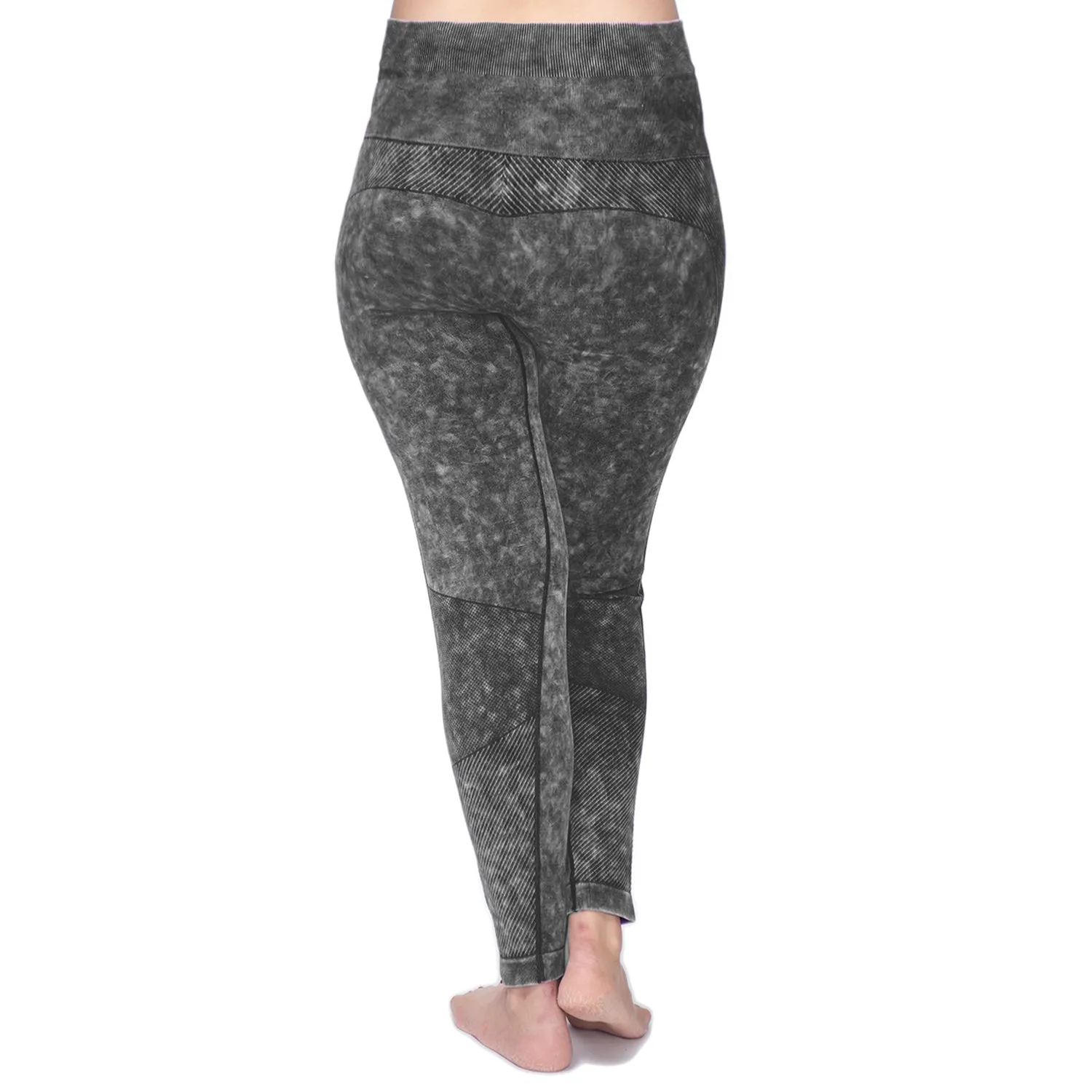 Women's Plus Active Seamless Acid Wash High Impact Fitness Legging with Stretch Compression