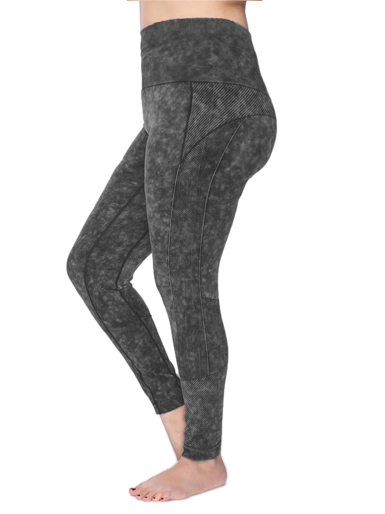 Women's Plus Active Seamless Acid Wash High Impact Fitness Legging with Stretch Compression