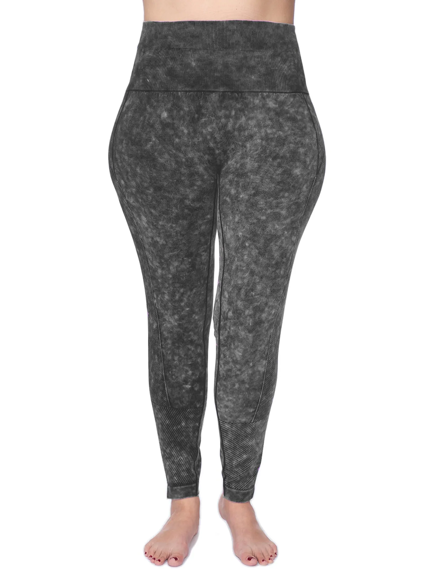 Women's Plus Active Seamless Acid Wash High Impact Fitness Legging with Stretch Compression