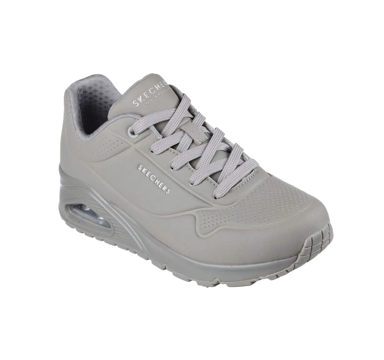 Womens Skechers Uno - Stand On Air Grey Lace Up Sneaker Shoes